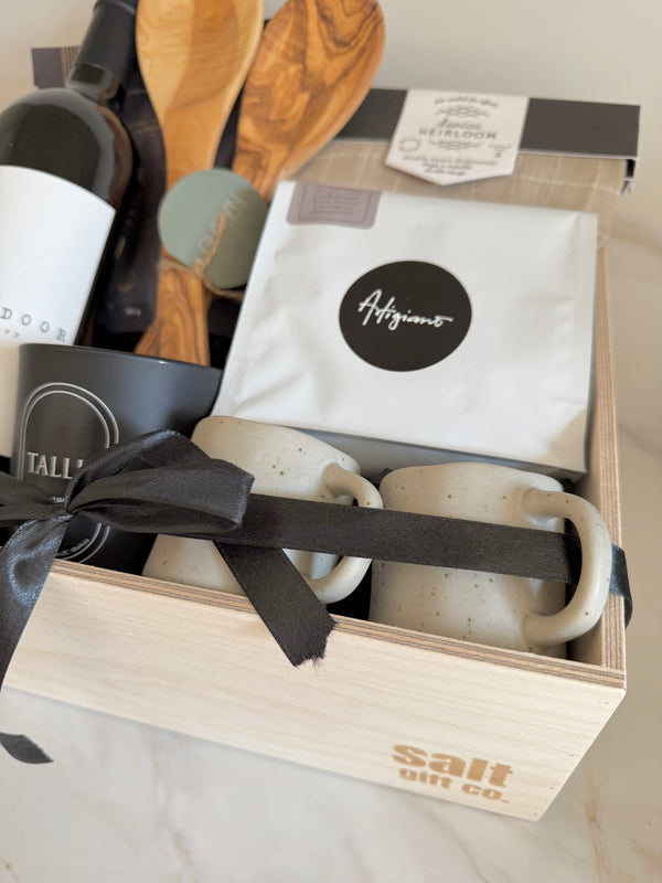 Vancouver local realtor house warming care package sympathy birthday gift with wine and coffee