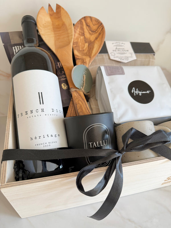 Vancouver local realtor house warming care package sympathy birthday gift with wine and coffee