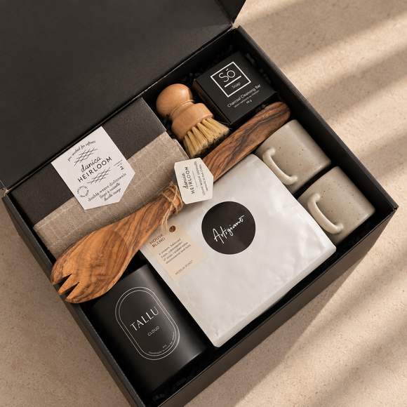 Vancouver local realtor house warming care package sympathy birthday gift with wine and coffee